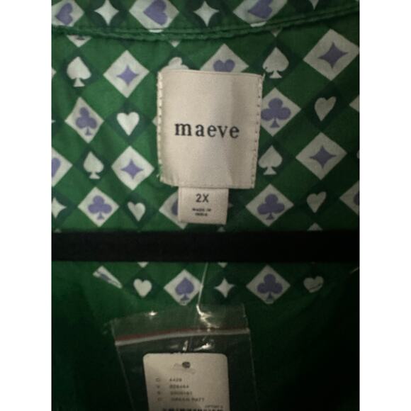 ANTHROPOLOGIE Maeve The Leandra Shirred Yoke Mini Dress Green Motif - Sz 2X NWT - Picture 4 of 6